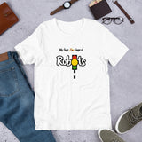"Robots" on Short-Sleeve Unisex T-Shirt in WHITE