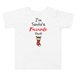 Santa's Fave on Toddler Short Sleeve Tee - PINK/WHITE