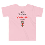 Santa's Fave on Toddler Short Sleeve Tee - PINK/WHITE