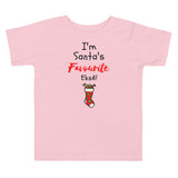 Santa's Fave on Toddler Short Sleeve Tee - PINK/WHITE