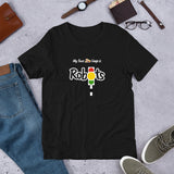 "Robots" on Short-Sleeve Unisex T-Shirt in BLACK