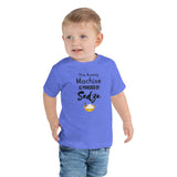 Run Sadza Machine on Toddler Short Sleeve Tee - BLUE/PINK/WHITE