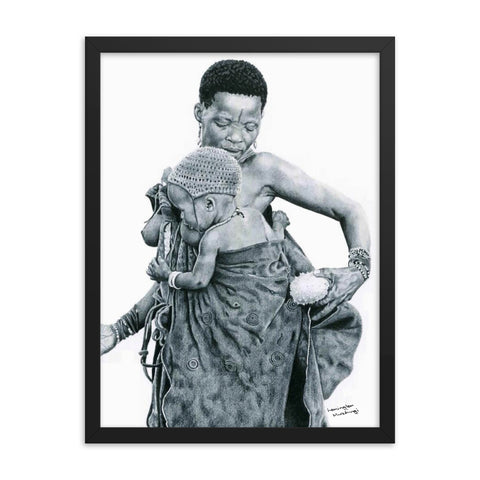 Lemington Muzhingi - Mother with Gaka (Cucumber) - Framed