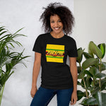 "ZimXcite" Box on Short-Sleeve Unisex T-Shirt in BLACK