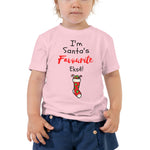 Santa's Fave on Toddler Short Sleeve Tee - PINK/WHITE