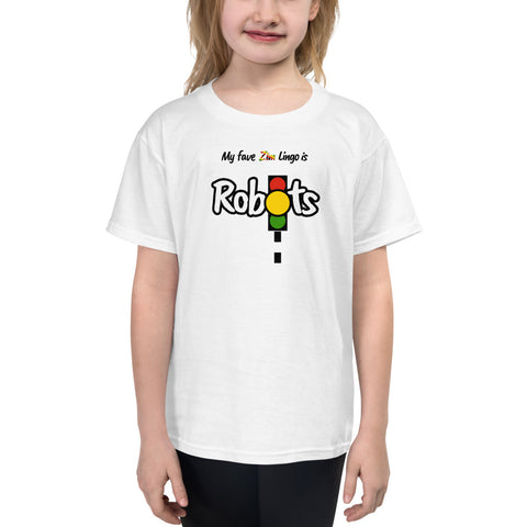 Robots on Youth Short Sleeve T-Shirt WHITE