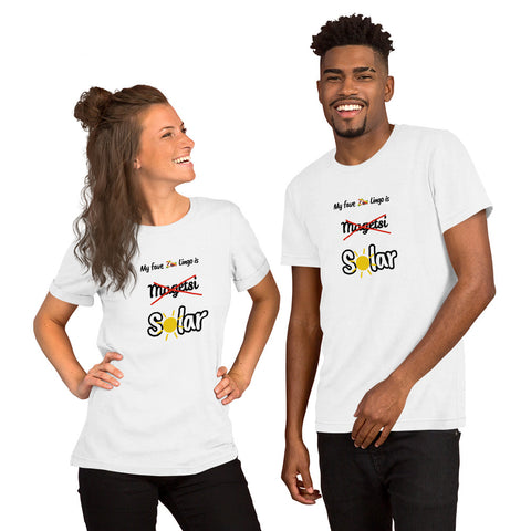 "Solar" on Short-Sleeve Unisex T-Shirt in WHITE