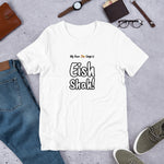"Eish Shah!" on Short-Sleeve Unisex T-Shirt in WHITE