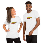 "ZimXcite" on Short-Sleeve Unisex T-Shirt in WHITE