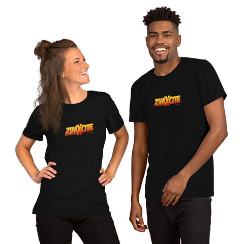 "ZimXcite" on Short-Sleeve Unisex T-Shirt in BLACK