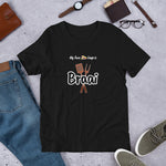 "Braai" on Short-Sleeve Unisex T-Shirt in BLACK
