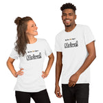 "Maiwe" on Short-Sleeve Unisex T-Shirt in WHITE