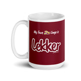 "Lekker" on Red Mug